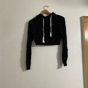 Light weight black crop top hoodie.